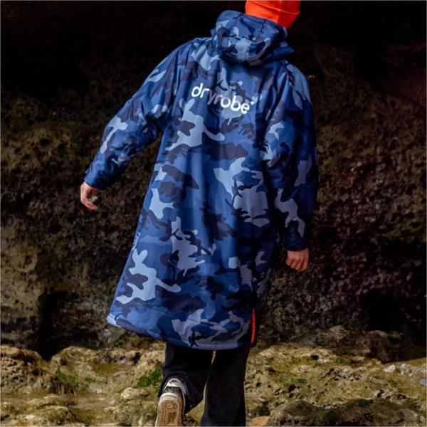 2025 Dryrobe Advance Long Sleeve Changing Robe V3 DALSV3 - Blue Camo / Orange